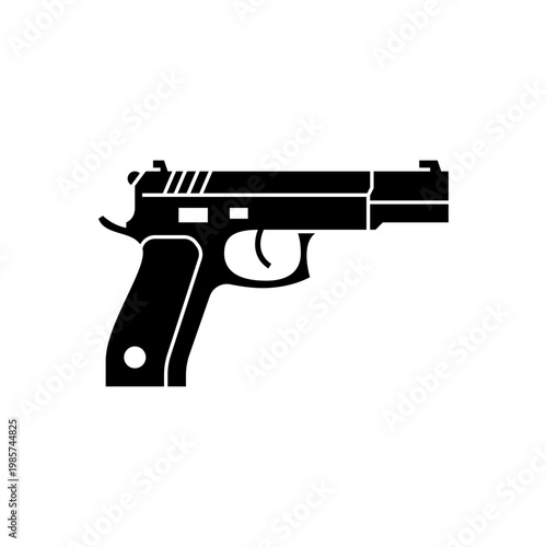 handgun glyph icon. pistol solid illustration.