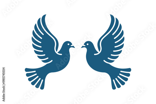 Two doves facing each other, peace and harmony symbol.