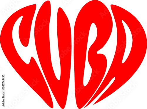  illustration of the word “CUBA” arranged in a heart shape.