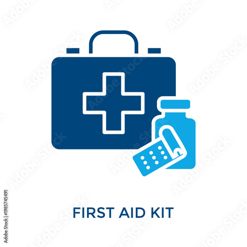 First Aid Kit Icon Dual Tone Style. Vector Illustration For Graphic Design