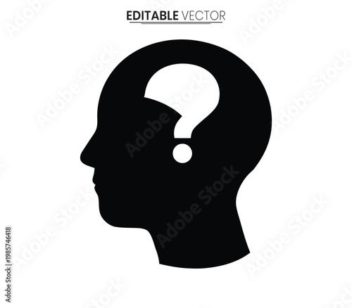 Human head profile with a question mark inside a striking silhouette