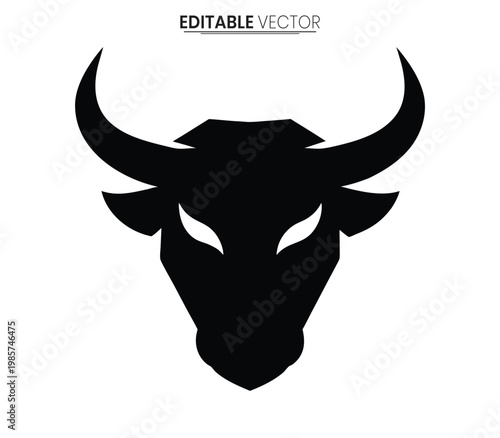 Dramatic black bull head design a bold and striking vector illustration silhouette