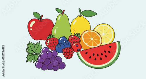 A vibrant assortment of fresh fruits arranged in a delightful cluster