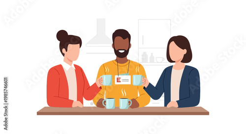 Business Meeting with Diverse Professionals Toasting Coffee