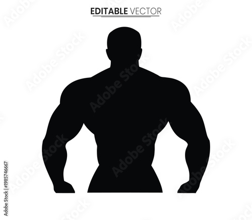 A strong muscular man s physique is depicted in black silhouette