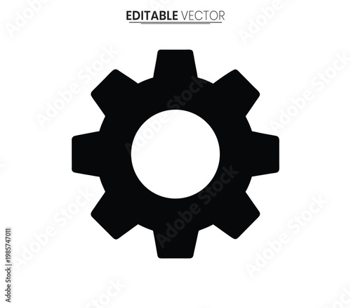 Simple black gear icon isolated on a white background silhouette