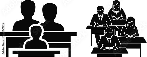 Audience glyph icon silhouette on white background