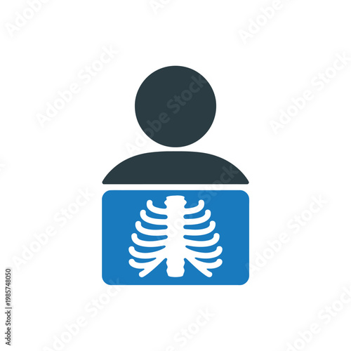 Icon depicting a person with a visible skeletal structure likely an x ray