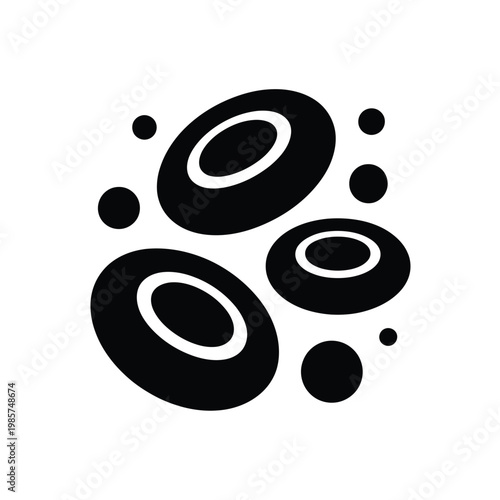 Stylized illustration of red blood cells and smaller cellular components
