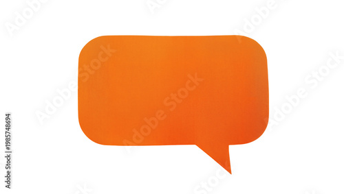 Orange speech bubble with rounded corners, isolated on transparent background