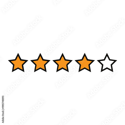 Five stars four filled orange and one empty outline indicating a rating
