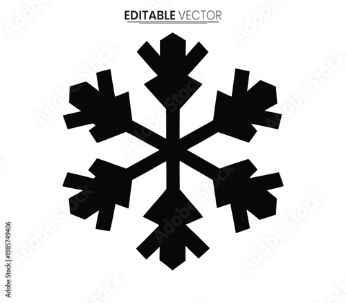 Intricate black snowflake design with sharp edges a striking vector silhouette