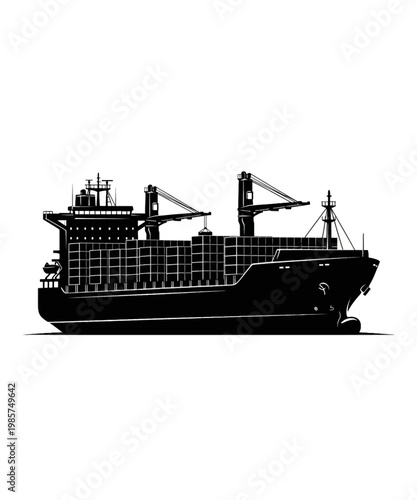 cargo ship transporting containers on calm sea vector illustration