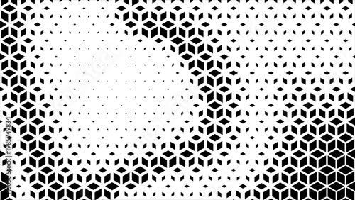 Geometric cubic halftone Effect Business Background. hexagon tiles pattern diamond grid on white background. Seamless disappearing pattern. Hipster fashion Design. Black T shirt Triangle pattern