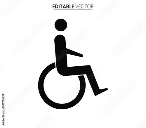 Accessible icon depicting a person in a wheelchair simple vector silhouette