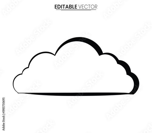 Simple black cloud outline against a white background a clean silhouette