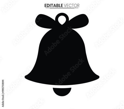 Simple black bell icon with a looped handle isolated on white background silhouette