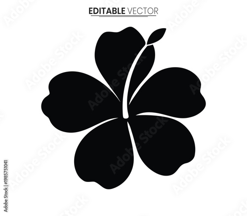 Black hibiscus flower design a simple vector graphic illustration silhouette