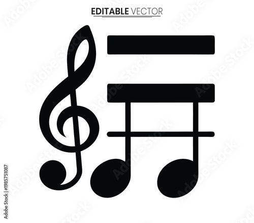 Musical notes and clef illustration a simple graphic design silhouette