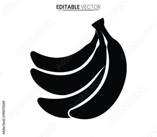 A bunch of ripe bananas depicted in a stark simple silhouette