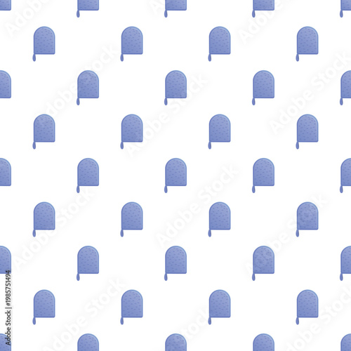 Blue oven mitts creating a repeating pattern on a white background