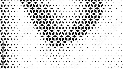 Hexagon cubic halftone Effect Business Background. Geometric tiles pattern diamond grid on white background. Seamless disappearing pattern. Hipster fashion Design. Abstract T shirt Triangle pattern