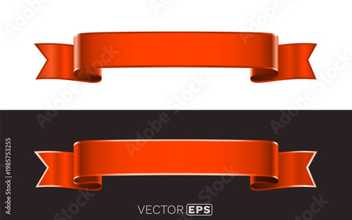 Elegant red ribbon banner design for announcements and sales.