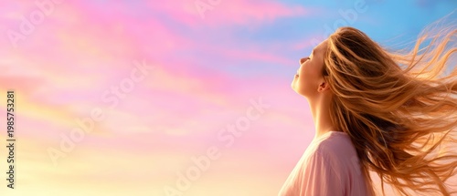 Embracing serenity woman enjoying tranquil sunset beach photography calm atmosphere side view inner peace