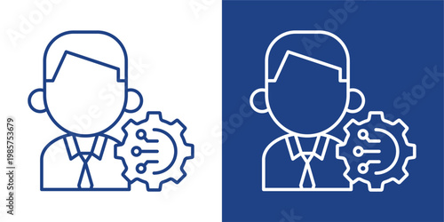 Operations Management Blue And White Icon Style Collection