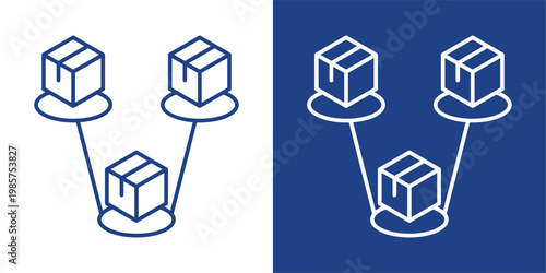Distribution Blue And White Icon Style Collection