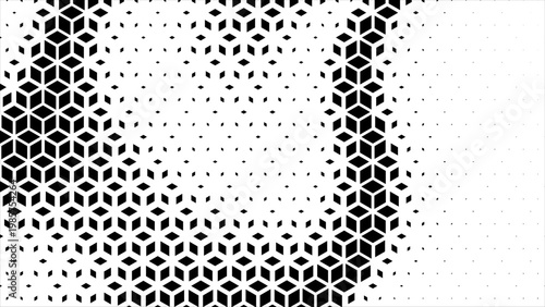 Hexagon cubic halftone Effect Business Background. Geometric tiles pattern diamond grid on white background. Seamless disappearing pattern. Hipster fashion Design. Abstract T shirt Triangle pattern