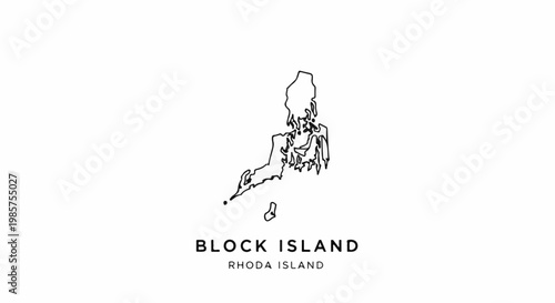 Minimalist outline of an island's landmass with text below