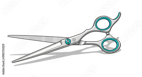 Scissors with green handled grips.