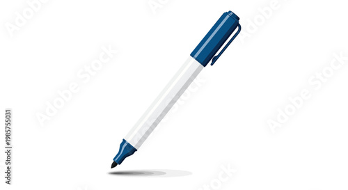 Blue and white ballpoint pen tip.