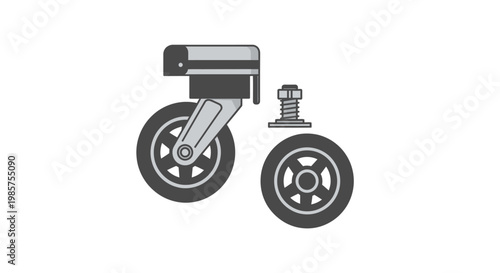 Caster wheel with screw and bolts.
