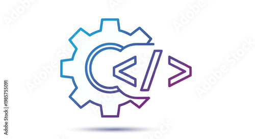 Coding symbol with gear and code.
