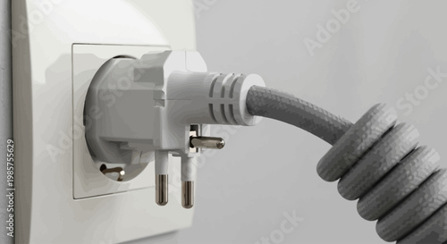 Electric plug inserted into socket.