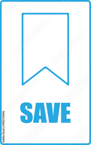 Blue bookmark icon with the word SAVE on white background