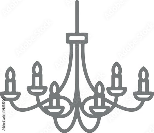 Elegant Chandelier Line Art Icon, Classic Home Decor Element