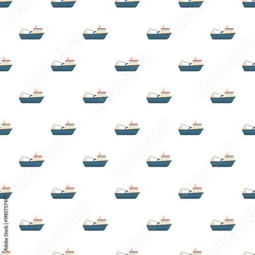 Fishing trawlers creating a repeated pattern on a white background