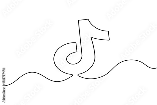 Social media music note icon continuous one line drawing minimalist style