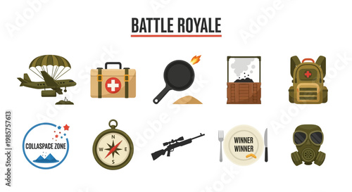Battle Royale Game Icons and Symbols.