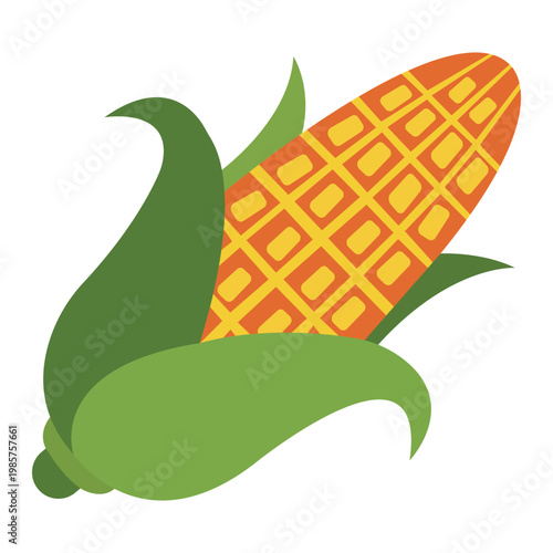 Corn on the Cob: Freshly picked ear of corn, showcased in vibrant detail, and ready to be enjoyed.