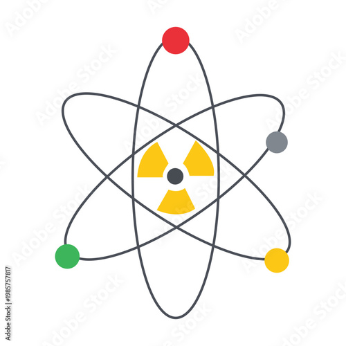 Atomic Core Illustration: A vibrant depiction of an atom's core, showcasing a central nucleus surrounded by orbiting electrons.