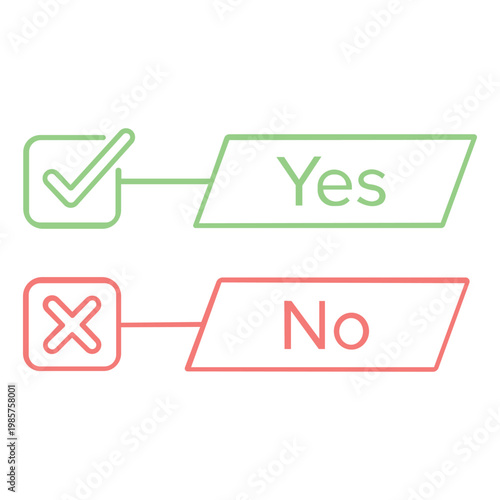 Choice and Decision Icon: Illustrates the concept of affirmative and negative choices in a clear, concise visual