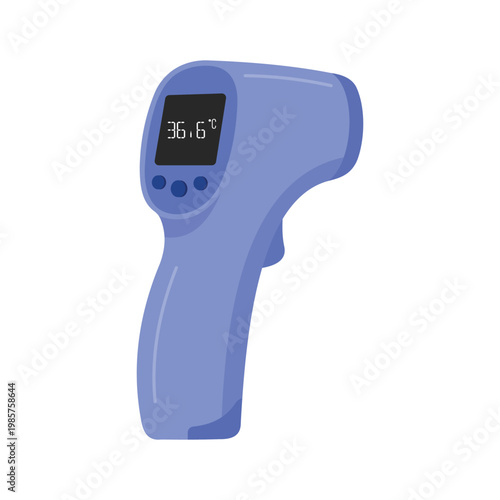 Non-contact Infrared Thermometer: A sleek, non-contact infrared thermometer, essential for health checks, is presented against a neutral backdrop.