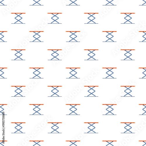 Scissor lift mechanism icons creating a repeating pattern on white background