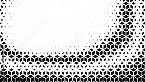 Hexagon cubic halftone Effect Business Background. Geometric tiles pattern diamond grid on white background. Seamless disappearing pattern. Hipster fashion Design. Grunge T shirt Triangle pattern