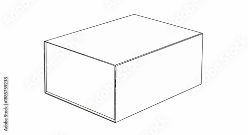 A simple line drawing of a rectangular prism or box viewed from an isometric perspective