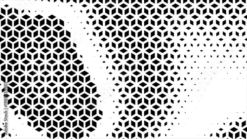 Hexagon cubic halftone Effect Business Background. Geometric tiles pattern diamond grid on white background. Seamless disappearing pattern. Hipster fashion Design. Sports T shirt Triangle pattern